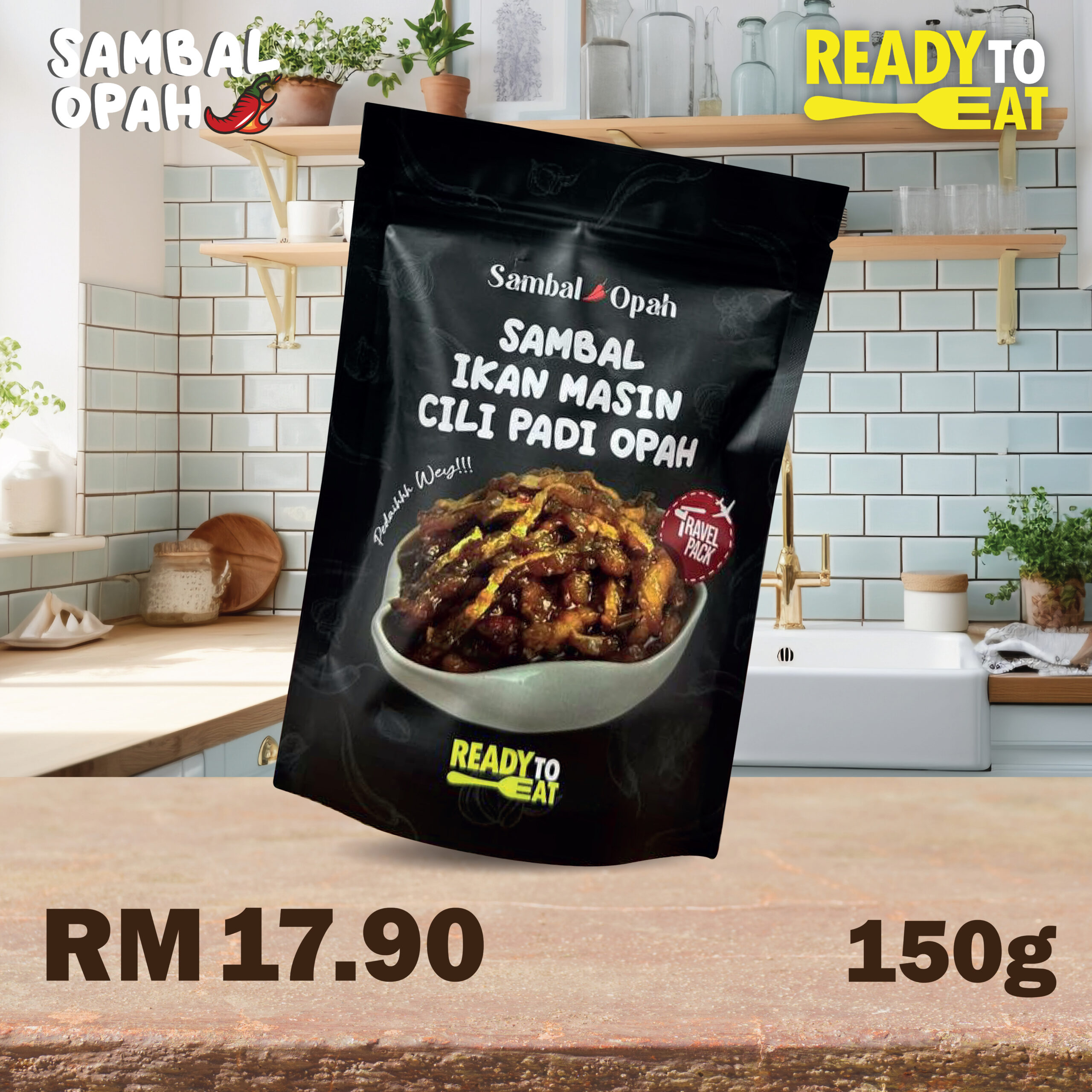Sambal Ikan Masin Cili Padi Opah (Travel Pack XL)